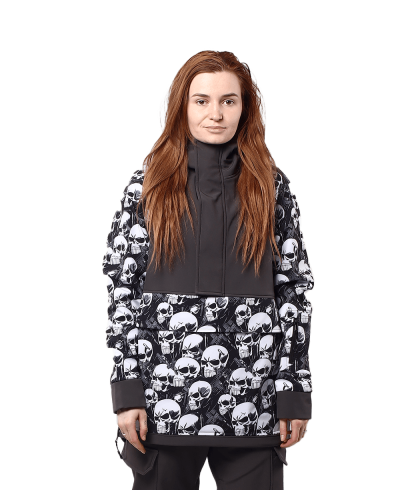 Unisex Анорак Snowman - темно сірий з черепами