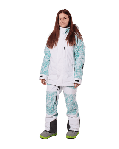 Unisex костюм куртка Huge та напівкомбінезон Peak - білий з листочками