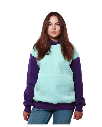 Худі Basic Warm - м'ятне з фіолетовим